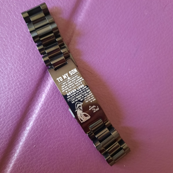 Black Stainless Steel link 'Gift to Son' Bracelet - Picture 2 of 12